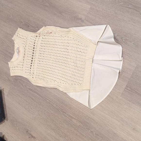 Veronica Beard Sade Ivory Sleeveless Knit Tank - Picture 2 of 12